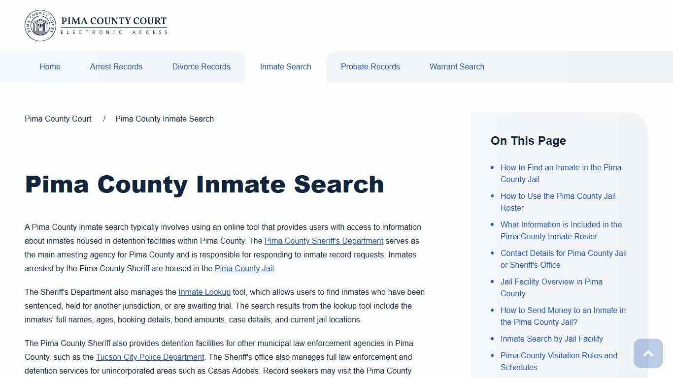 Pima County Inmate Search | Pima County Court